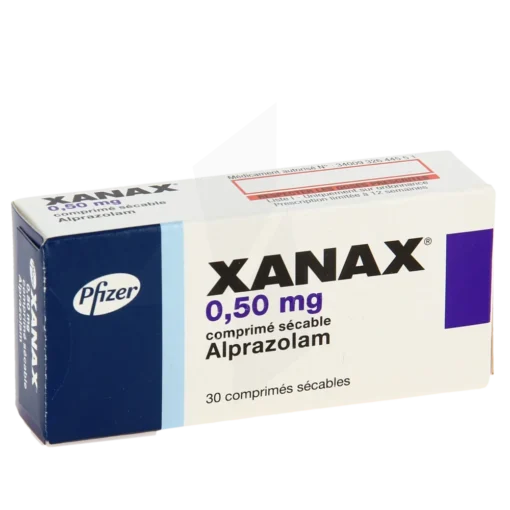 Xanax (Alprazolam) tablets, a prescription medication for anxiety and panic disorders.